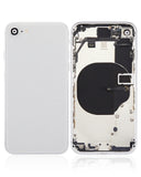 Replacement Back Housing W/ Small Components Pre-Installed Compatible with Apple iPhone 8 (No Logo) (Aftermarket Plus) (Silver)