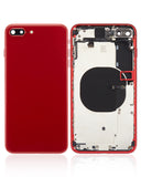 Replacement Back Housing W/ Small Components Pre-Installed Compatible with Apple iPhone 8 Plus (No Logo) (Aftermarket Plus) (Red)