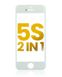 Replacement 2 in 1 (Front Glass + Frame Pre-Installed) Compatible with Apple iPhone 5S (2 Pack) (White)