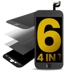 Replacement 4 in 1 (Front Glass + Frame + Polarizer + OCA Pre-Installed) Compatible with Apple iPhone 6 (2 Pack) (Black)