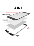 Replacement 4 in 1 (Front Glass + Frame + Polarizer + OCA Pre-Installed) Compatible with Apple iPhone 6 (2 Pack) (Black)