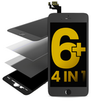 Replacement 4 in 1 (Front Glass + Frame + Polarizer + OCA Pre-Installed) Compatible with Apple iPhone 6 Plus (2 Pack) (Black)