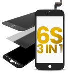 Replacement 3 in 1 (Front Glass + Frame + OCA Pre-Installed) Compatible with Apple iPhone 6S (2 Pack) (Black)