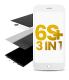 Replacement 3 in 1 (Front Glass + Frame + OCA Pre-Installed) Compatible with Apple iPhone 6S Plus (2 Pack) (White)