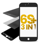 Replacement 3 in 1 (Front Glass + Frame + OCA Pre-Installed) Compatible with Apple iPhone 6S Plus (2 Pack) (Black)