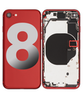 Replacement Back Housing W/ Small Components Pre-Installed Compatible with Apple iPhone 8 (No Logo) (Aftermarket Plus) (Red)