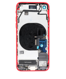 Replacement Back Housing W/ Small Components Pre-Installed Compatible with Apple iPhone 8 (No Logo) (Aftermarket Plus) (Red)