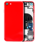 Replacement Back Housing W/ Small Components Pre-Installed Compatible with Apple iPhone 8 (No Logo) (Aftermarket Plus) (Red)