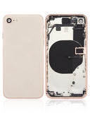 Replacement Back Housing W/ Small Components Pre-Installed Compatible with Apple iPhone 8 (No Logo) (Aftermarket Plus) (Gold)