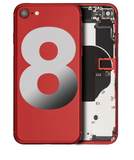 Replacement Back Housing W/ Small Components Pre-Installed Compatible with Apple iPhone 8 (Used OEM Pull: Grade C) (Red)