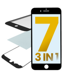 Replacement Glass With Frame & OCA Pre-Installed Compatible with Apple iPhone 7 (Black) (Premium / 3 in 1) (2 Pack)