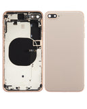 Replacement Back Housing W/ Small Components Pre-Installed Compatible with Apple iPhone 8 Plus (No Logo) (Aftermarket Plus) (Gold)