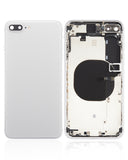 Replacement Back Housing W/ Small Components Pre-Installed Compatible with Apple iPhone 8 Plus (No Logo) (Aftermarket Plus) (Silver)