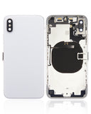 Replacement Back Housing W/ Small Components Pre-Installed Compatible with Apple iPhone X (No Logo) (Aftermarket Plus) (Silver)