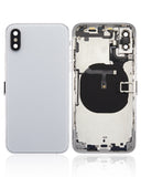 Replacement Back Housing W/ Small Components Pre-Installed Compatible with Apple iPhone XS (No Logo) (Aftermarket Plus) (Silver)