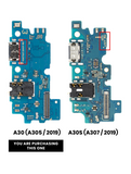 Replacement Charging Port With headphone Jack Compatible with Samsung Galaxy A30 (A305 / 2019) (Premium)