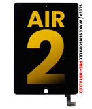 Replacement LCD Assembly With Digitizer Compatible with Apple iPad Air 2 (Sleep / Wake Sensor Flex Pre-Installed) (Refurbished) (Black)
