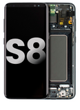 Replacement OLED Assembly With Frame Compatible with Samsung Galaxy S8 (Used OEM Pull: Grade A) (Midnight Black)
