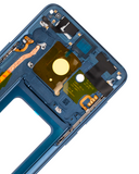 Replacement Mid-Frame Housing Compatible with Samsung Galaxy S9 Plus (With SmallParts) (Coral Blue Frame)