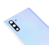 Replacement Back Cover Glass With Camera Lens Compatible with Samsung Galaxy Note 10 (No Logo) (Aftermarket Plus) (Aura Glow / Silver)