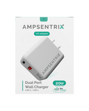 2 Plug - 20W USB Type C And USB Type A Wall Power Adapter (AmpSentrix) Compatible with Ampsentrix