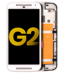 Replacement LCD Assembly With Frame Compatible with Motorola Moto G2 (XT1064 / XT1068 / XT1069 / 2014) (Refurbished) (White)
