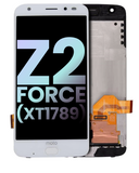 Replacement OLED Assembly With Frame And Fingerprint Scanner Compatible with Motorola Moto Z2 Force (XT1789 / 2017) (Genuine OEM) (White)