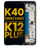 Replacement LCD Assembly With Frame Compatible with LG K40 (2019 / X420) / K12 Plus (Refurbished) (Black)
