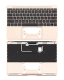 Replacement Top Case With Keyboard And Microphone Compatible with Apple MacBook 12" A1534 (2016-2017) (US English) (Used OEM Pull: Grade New) (Gold)