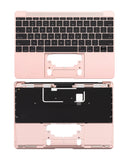 Replacement Top Case With Keyboard And Microphone Compatible with Apple MacBook 12" A1534 (2016-2017) (US English) (Used OEM Pull: Grade New) (Rose Gold)