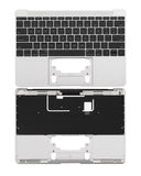 Replacement Top Case With Keyboard And Microphone Compatible with Apple MacBook 12" A1534 (2016-2017) (US English) (Used OEM Pull: Grade New) (Silver)