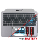 Replacement Top Case With Keyboard & Battery Compatible with Apple MacBook Pro 13" A1989 (2018-2019) (UK Keyboard) (Used OEM Pull: Grade New) (Space Gray)
