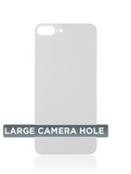Replacement Back Glass With 3M Adhesive Compatible with Apple iPhone 8 Plus (No Logo / Large Camera Hole) (Silver)