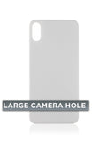Replacement Back Glass With 3M Adhesive Compatible with Apple iPhone X (No Logo / Large Camera Hole) (Silver)