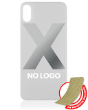 Replacement Back Glass With 3M Adhesive Compatible with Apple iPhone X (No Logo / Large Camera Hole) (Silver)