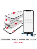 Replacement 4 in 1 Short Flex (Digitizer Touch With Glass + OCA + Frame Pre-installed) Compatible with OCA Master iPhone X (OCA Master)