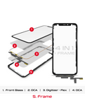 Replacement 4 in 1 Short Flex (Digitizer Touch With Glass + OCA + Frame Pre-installed) Compatible with OCA Master iPhone XS (OCA Master)