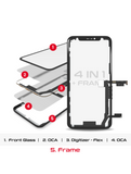 Replacement 4 in 1 Long Flex (Digitizer Touch With Glass + OCA + Frame Pre-installed) Compatible with OCA Master iPhone XS Max (OCA Master)