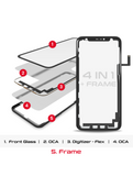 Replacement 4 in 1 Long Flex (Digitizer Touch With Glass + OCA + Frame Pre-installed) Compatible with OCA Master iPhone 11 Pro Max (OCA Master)