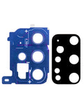 Replacement Back Camera Lens With Cover Bezel Ring Compatible with Samsung Galaxy S20 Plus (Cloud Blue)