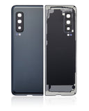 Replacement Back Cover Glass With Camera Lens Compatible with Samsung Galaxy Fold 4G (F900) (Premium) (Cosmos Black)