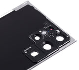 Replacement Back Cover Glass With Camera Lens Compatible with Samsung Galaxy S22 Ultra 5G (No Logo) (Aftermarket Plus) (Phantom Black)