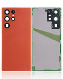 Replacement Back Cover Glass With Camera Lens Compatible with Samsung Galaxy S22 Ultra 5G (No Logo) (Aftermarket Plus) (Red)
