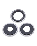 Replacement Back Camera Lens With Bracket & Bezel Compatible with Apple iPhone 13 Pro / 13 Pro Max (Silver) (Real Sapphire / Premium)