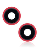 Replacement Back Camera Lens With Bracket & Bezel Compatible with Apple iPhone 13 / 13 Mini ( 2 Piece) (Real Sapphire / Premium) (Red)
