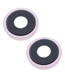 Replacement Back Camera Lens With Bracket & Bezel Compatible with Apple iPhone 13 / 13 Mini ( 2 Piece) (Real Sapphire / Premium) (Pink)