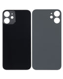 Replacement Back Glass With 3M Adhesive Compatible with Apple iPhone 12 Mini (No Logo / Large Camera Hole) (Black)