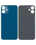 Replacement Back Glass With 3M Adhesive Compatible with Apple iPhone 12 Mini (No Logo / Large Camera Hole) (Blue)