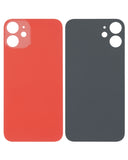 Replacement Back Glass With 3M Adhesive Compatible with Apple iPhone 12 Mini (No Logo / Large Camera Hole) (Red)