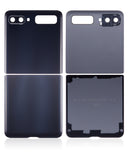 Replacement Top & Bottom Back Cover Glass With Camera Lens Compatible with Samsung Galaxy Z Flip 4G (F700) / Z Flip 5G (F707) (Aftermarket Plus) (Mirror Black)